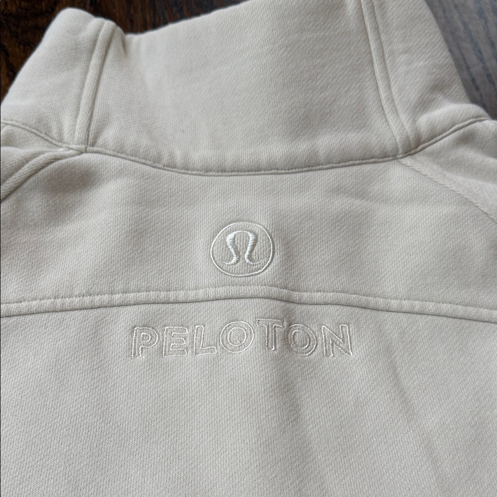 Lululemon x Peloton Scuba Oversized Funnel Neck Half Zip color is Bone size XS/S - Picture 12 of 14